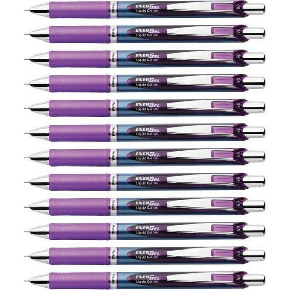 Pentel Needle Tip Liquid Gel Ink Pens 0.5 mm Pen Point Size - Needle Pen Point Style - Refillable - Retractable - Violet Liquid Gel Ink Ink - 12 / Dozen