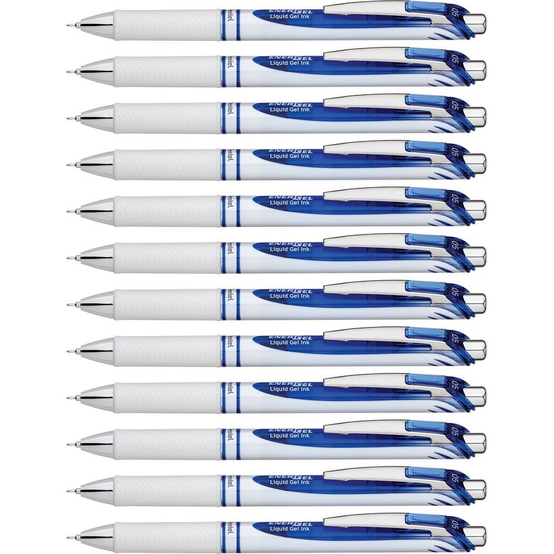 Pentel Needle Tip Liquid Gel Ink Pens - 0.5 mm Pen Point Size - Needle Pen Point Style - Refillable - Retractable - Blue Liquid Gel Ink Ink - 12 / Dozen | Bundle of 5