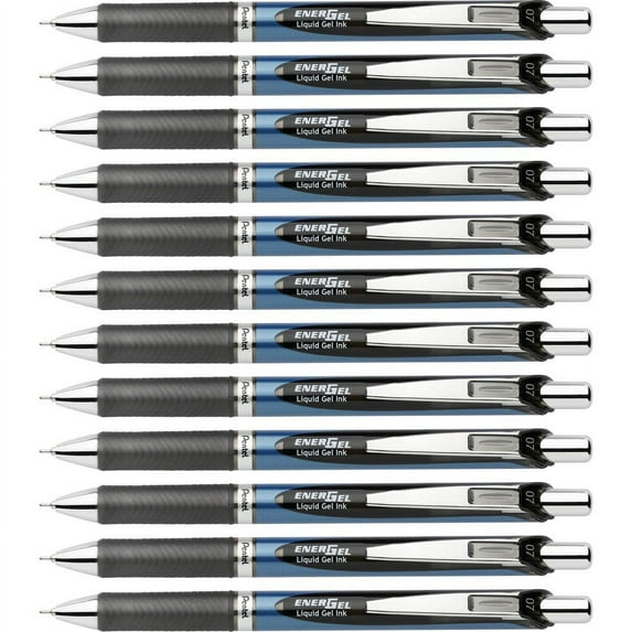 Pentel Needle Tip Liquid Gel Ink Pens - Refillable - Retractable - Black Liquid Gel Ink Ink - Stainless Steel Tip - 12 / Box | Bundle of 5