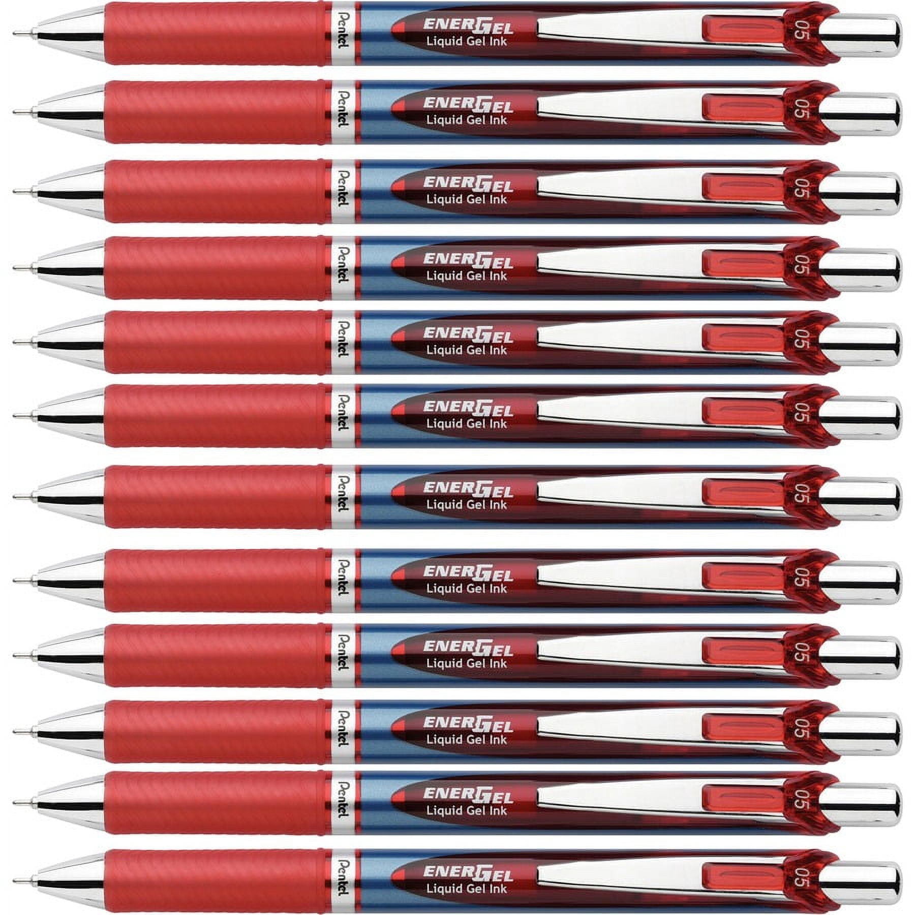 Pentel Needle Tip Liquid Gel Ink Pens - Refillable - Retractable - Red Liquid Gel Ink Ink - 12 / Box | Bundle of 2 Boxes