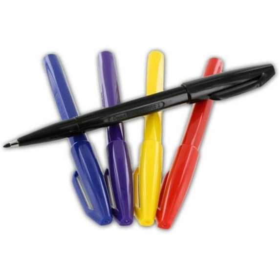 Pentel Of America Fiber Tip Arts Sign Pen Assorted Ink Colors 5 Count - Pack of 6