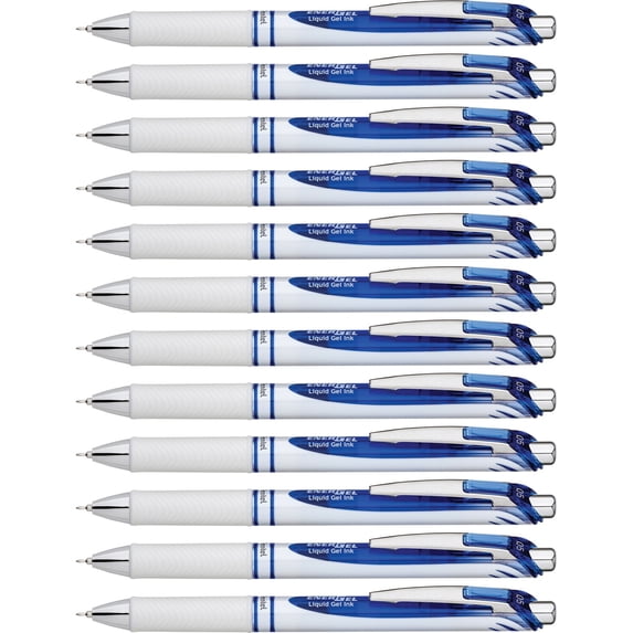 EnerGel Pearl Retractable (0.5mm) Needle Tip, Fine Line, Blue Accent, Blue Ink, 12 Count