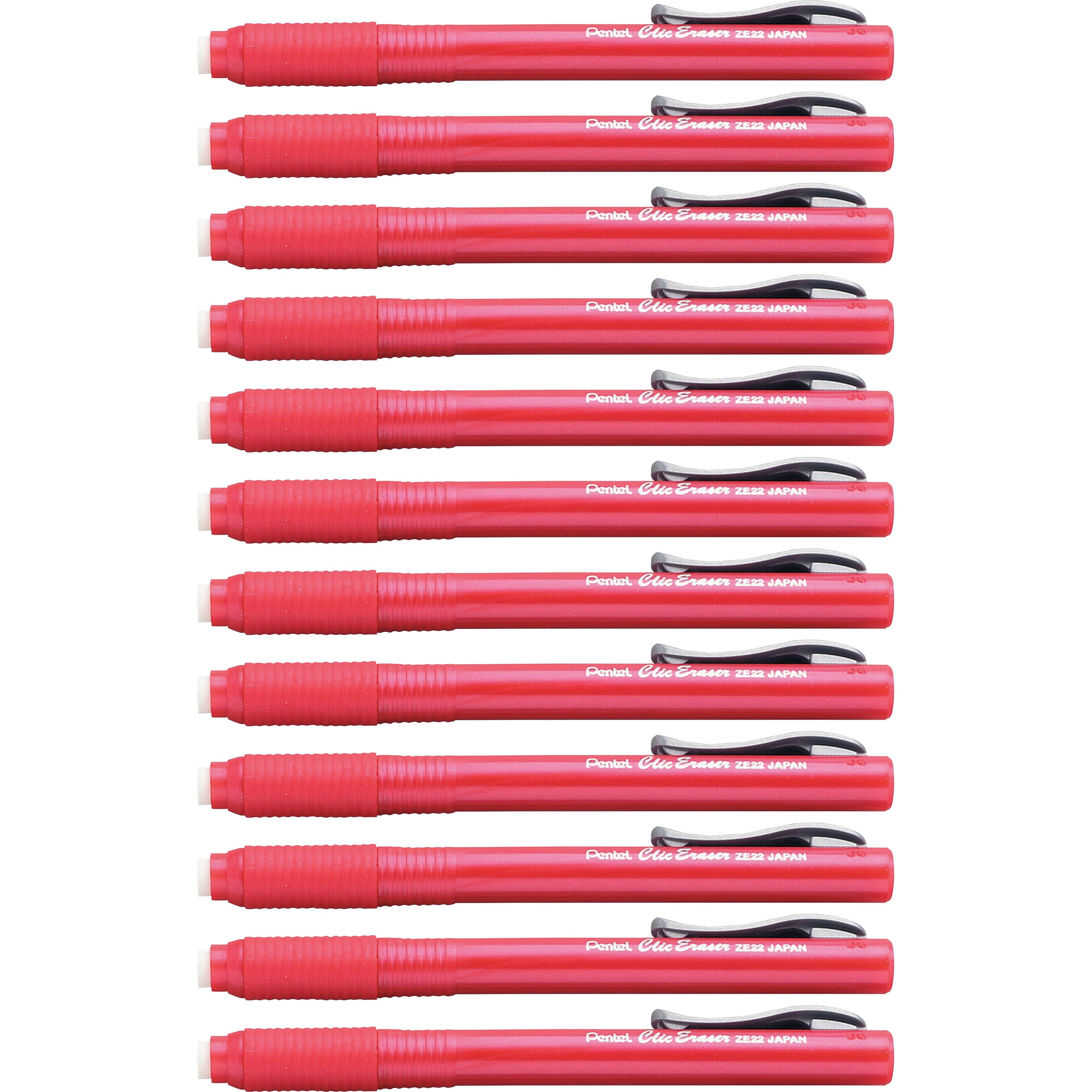 Pentel Hi-Polymer Radierer 10er Box – Pink, Latexfrei, Sauberes Radieren Ohne Flecken