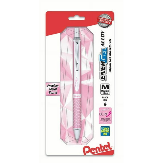 Pentel PINK BCA EnerGel Alloy Gel Pen, 0.7mm Medium Tip, Black Ink