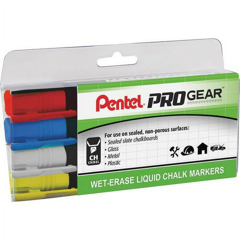 Pentel PROGear Wet-Erase Liquid Chalk Marker - Chisel Marker Point StyleChalk-based Ink - 4 / Pack Pentel PROGear Wet-Erase Liquid Chalk Marker - Chisel Marker Point StyleChalk-based Ink - 4 / Pack