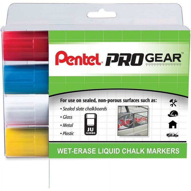 Pentel PROGear Wet-Erase Liquid Chalk Marker - Jumbo Marker Point - Chisel Marker Point StyleChalk-based Ink - 4 / Pack Pentel PROGear Wet-Erase Liquid Chalk Marker - Jumbo Marker Point - Chisel Marker Point StyleChalk-based Ink - 4 / Pack