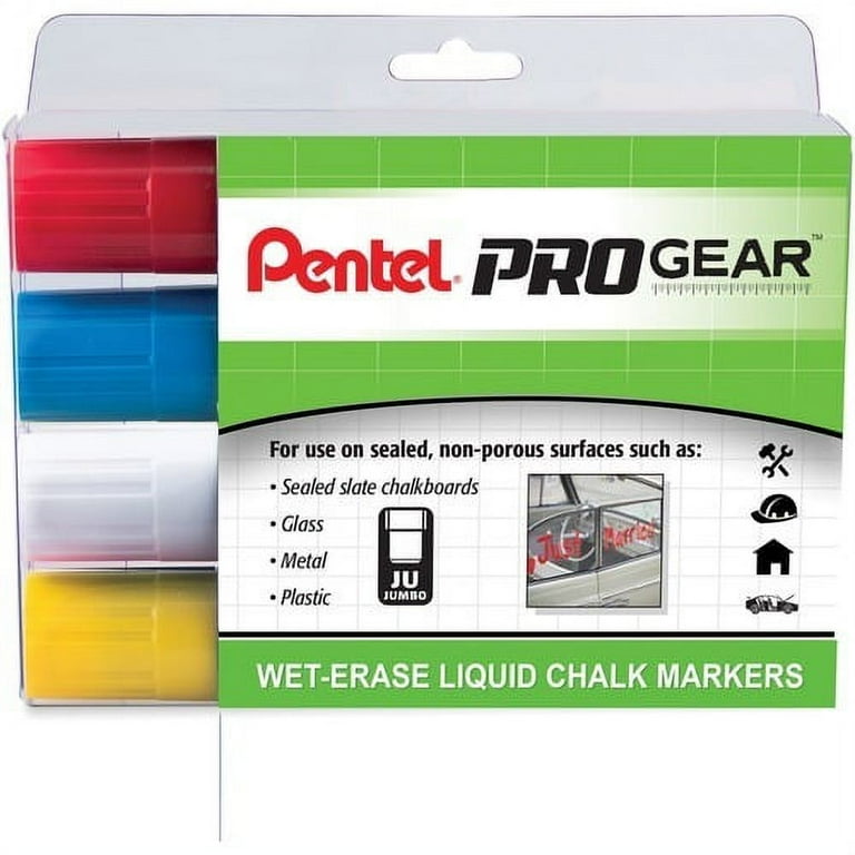 Pentel PROGear Wet-Erase Liquid Chalk Marker - Jumbo Marker Point - Chisel Marker Point StyleChalk-based Ink - 4 / Pack Pentel PROGear Wet-Erase Liquid Chalk Marker - Jumbo Marker Point - Chisel Marker Point StyleChalk-based Ink - 4 / Pack