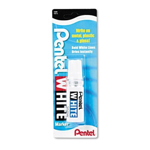 Pentel Permanent Marker, White, Broad Point, 1 Pack (100W)