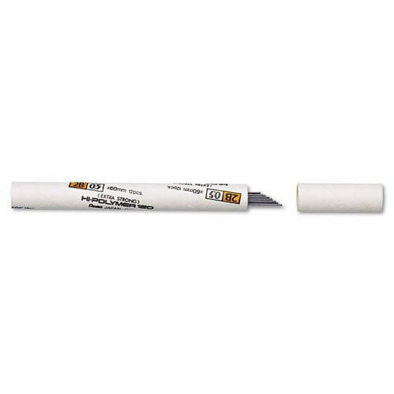Pentel: Premium Hi-Polymer Lead Refills, 0.5mm, 2B, Black, 12 Leads per Tube -:- Sold as 2 Packs of - 12 - / - Total of 24 Each