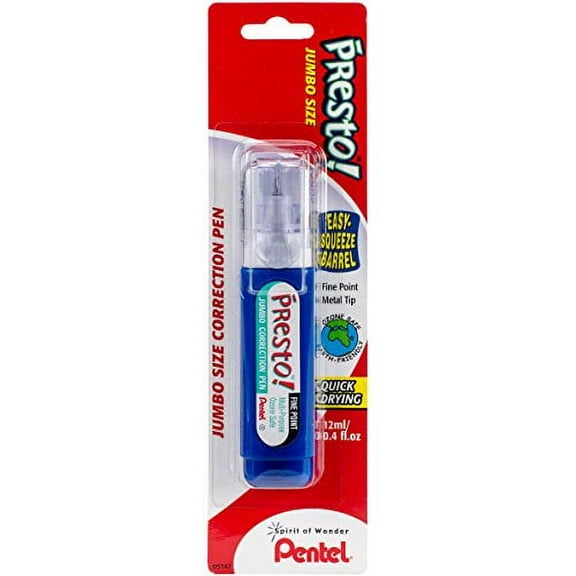 Pentel Presto! Jumbo Correction Pen, Fine Point, Metal Tip, 1 DOZEN