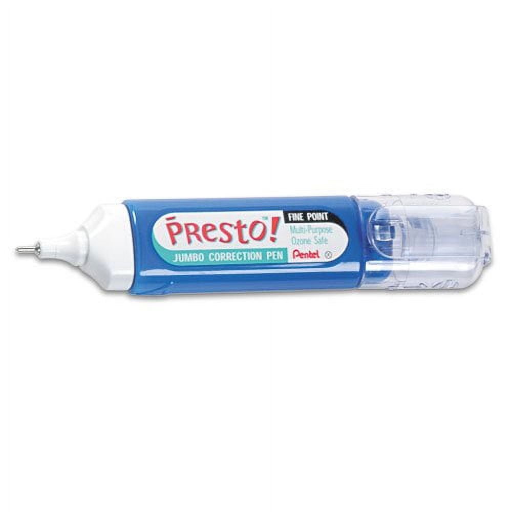 Pentel Presto! Jumbo Correction Pen, Fine Point, Metal Tip, White, 12  ml/0.4 fl.oz. 1 Pack (ZL31WBP-K6)