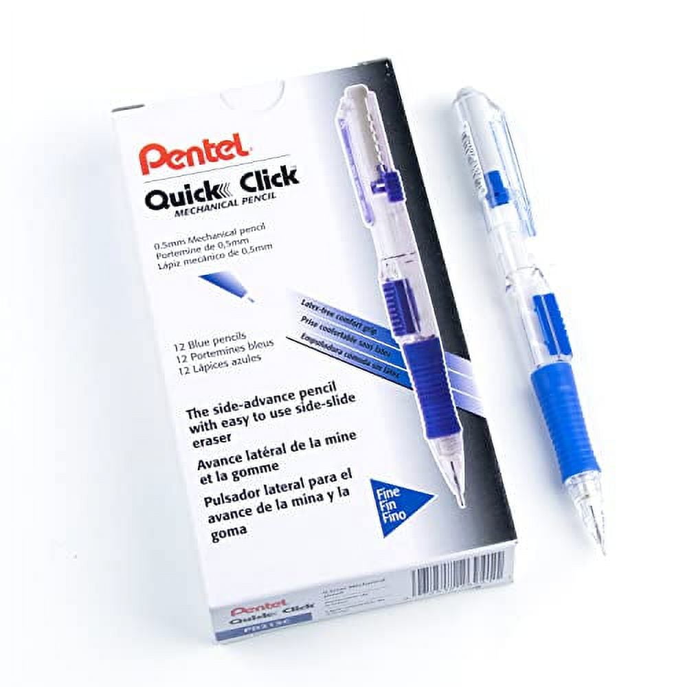 Pentel QUICK CLICK Mechanical .. Pencil (0.5mm), Blue Barrel, .. Box of