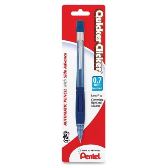 Pentel Quicker Clicker Automatic Pencils #2 Lead - 0.7 mm Lead Diameter - Refillable - Transparent Blue Barrel - 1 Each