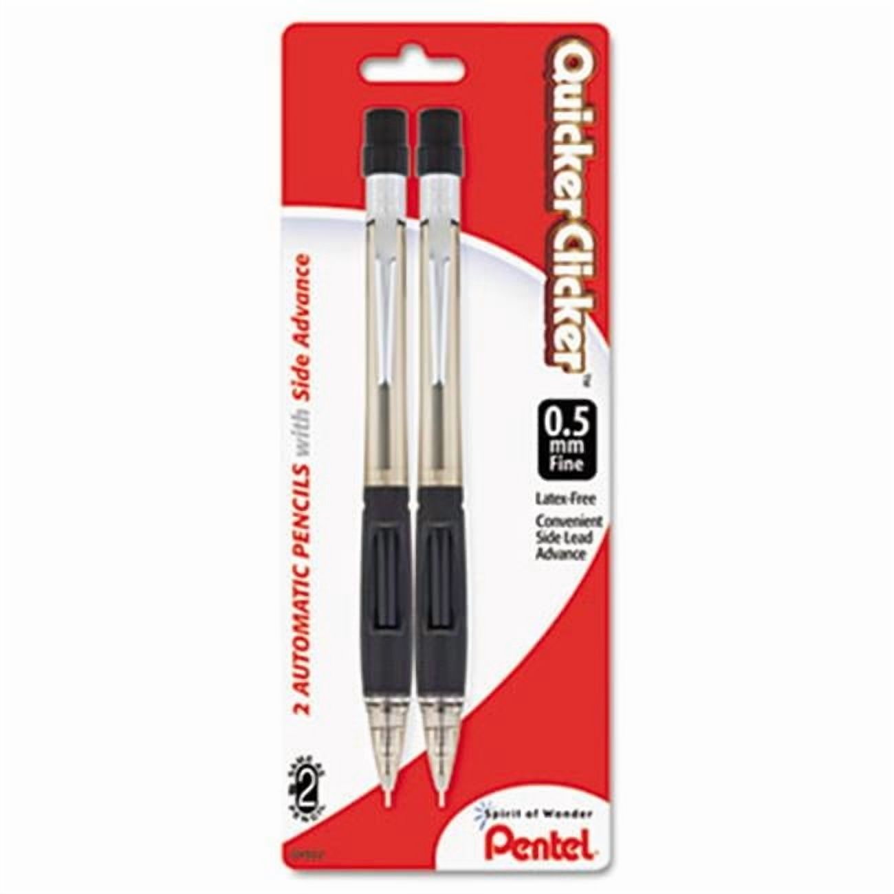 Pentel  Quicker Clicker Mechanical Pencil  0.5 mm  Smoke  2-Pk