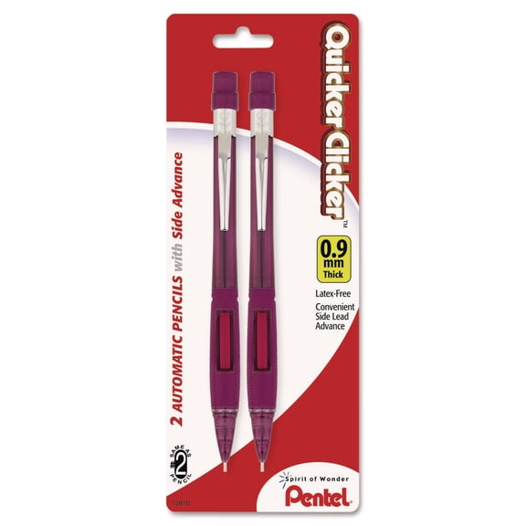 Quicker Clicker Mechanical Pencil, 0.9 mm, HB (#2), Black Lead, Burgundy Barrel, 2/Pack | Bundle of 2 Packs