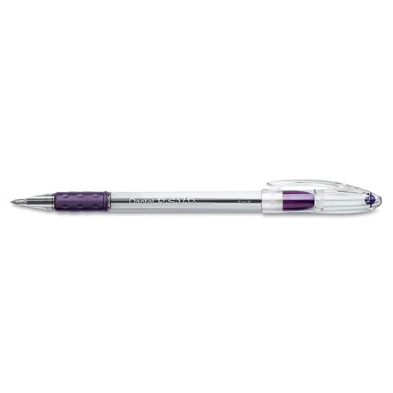 Pentel R.S.V.P. Stick Ballpoint Pen, .7mm, Trans Barrel, Violet Ink, Dozen -PENBK90V