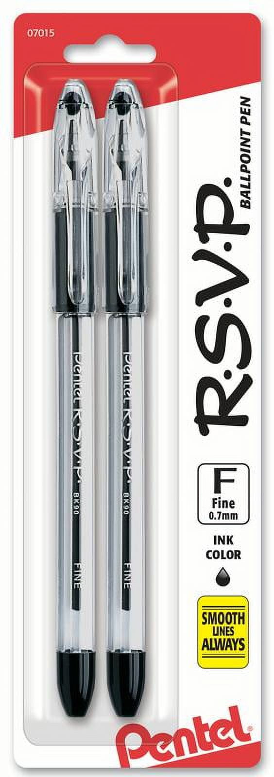 Pentel R.S.V.P. Ballpoint Pen, Fine Line, Black Ink, 2 Pens Per Pack