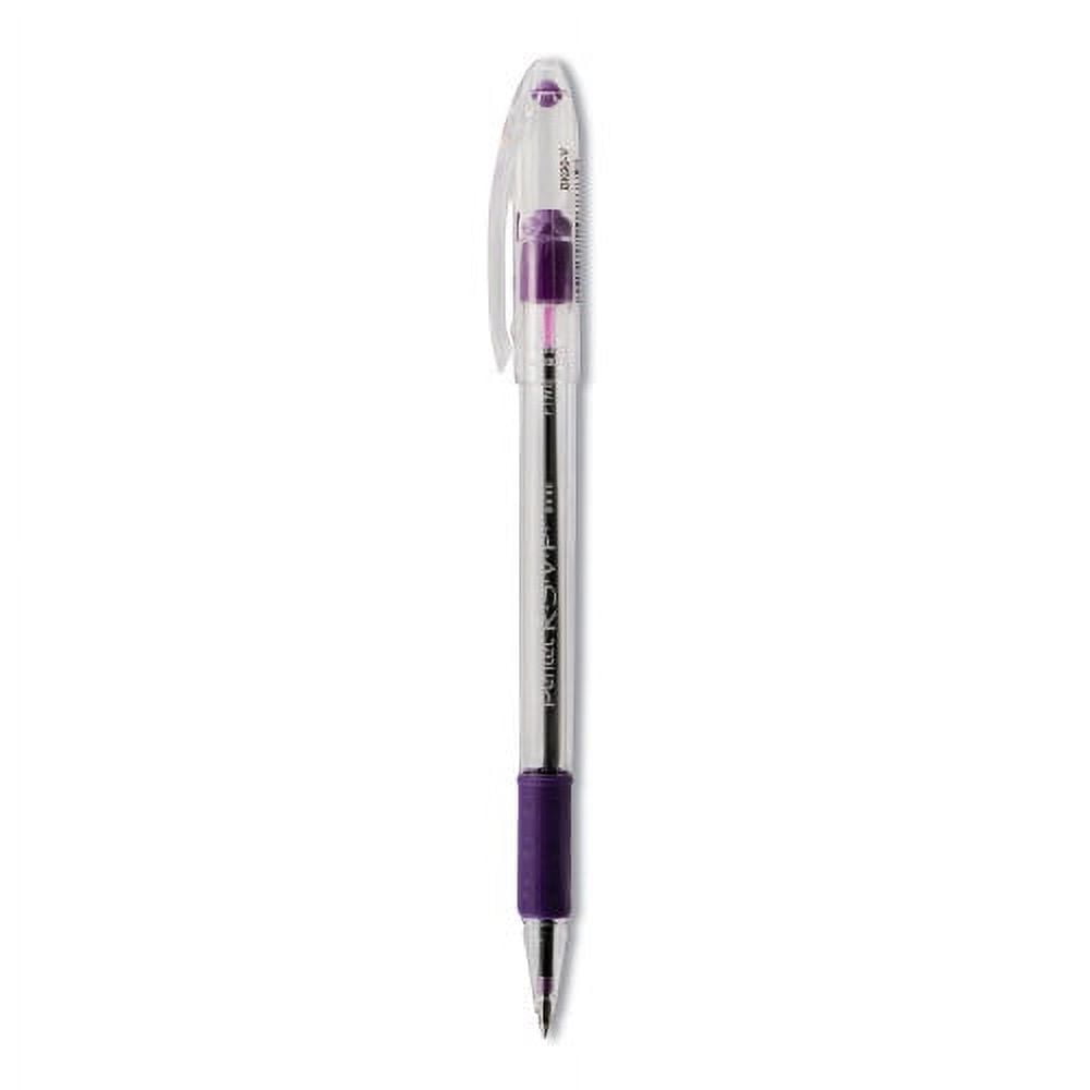 Pentel R.S.V.P. Ballpoint Pen, Stick, Fine 0.7 mm, Violet Ink, Clear/Violet Barrel, Dozen, Each