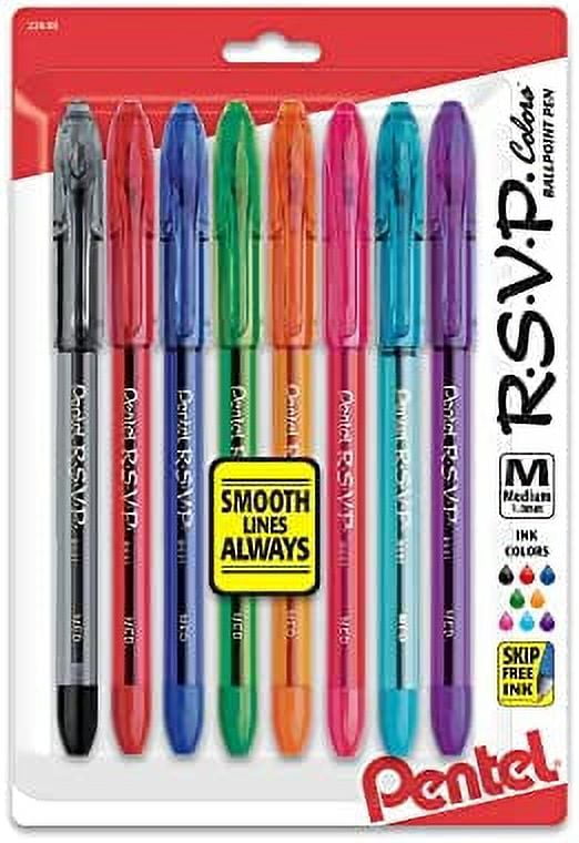 Pentel® RSVP® Ballpoint Pens, Fine Point, 0.7 mm, Clear Barrel, Assorted  Ink Colors, Pack Of 5