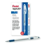 Pentel® R.S.V.P.® Ballpoint Pens, Medium Point, 1.0 mm, Clear Barrel, Blue Ink, Pack Of 12