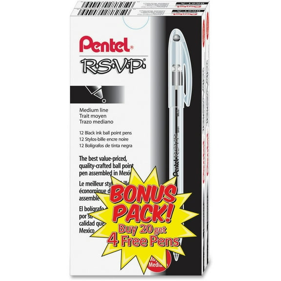 Pentel R.S.V.P. Ballpoint Stick Pens, 24 / Pack (Quantity)