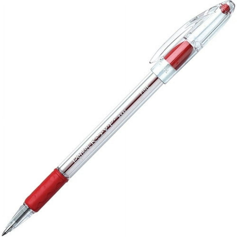 Pentel BK90B R.S.V.P. Ballpoint Pen Translucent Barrel Red Ink Fine PT