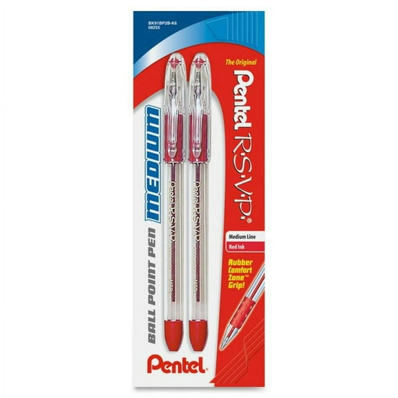 Pentel R.S.V.P. Medium Ballpoint Pens 2/Pkg-Red