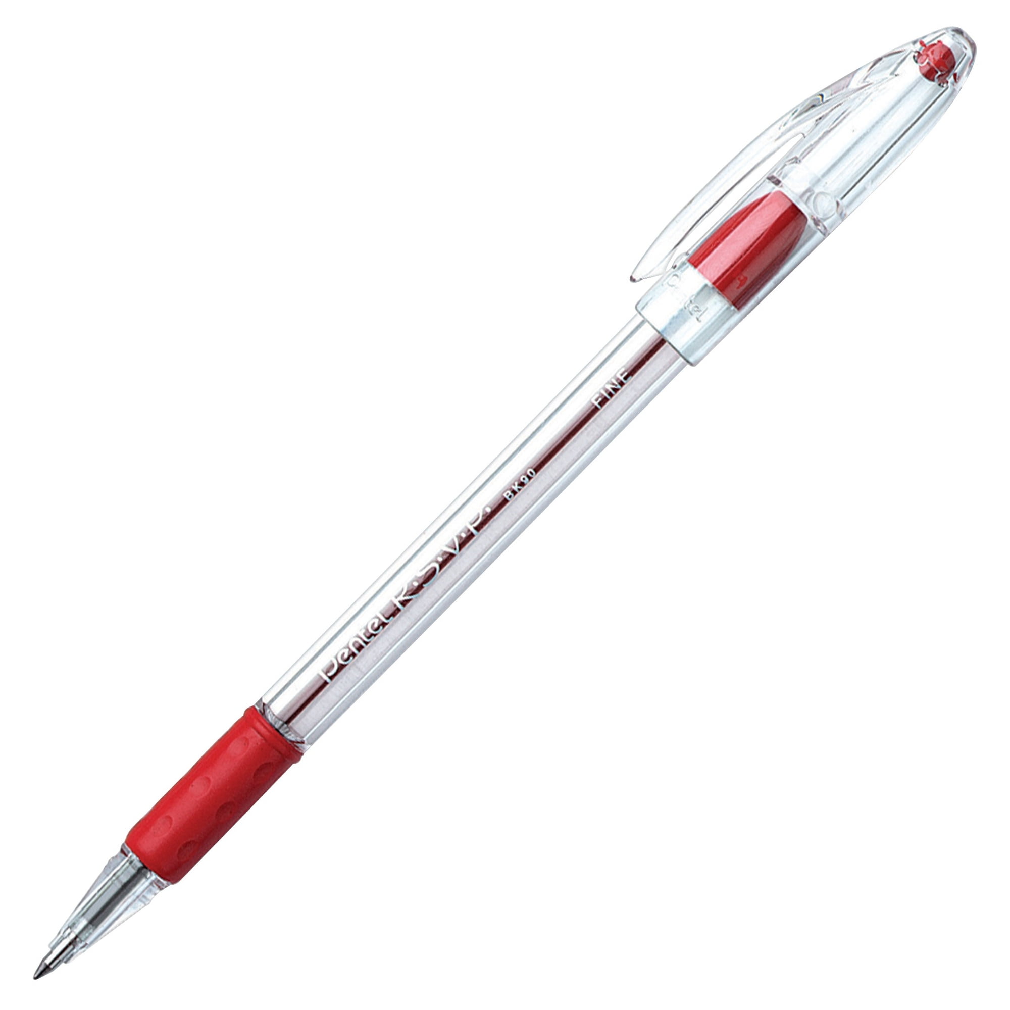 Pentel R.S.V.P. Stick Ballpoint Pen, Fine 0.7mm, Red Ink, Dozen