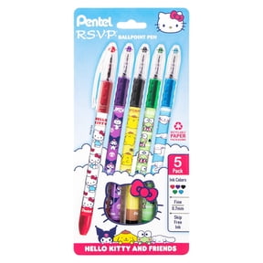 Pentel RSVP Ballpoint Pen, Hello Kitty and Friends, Limited Edition, Mix 1, 0.7mm Fine Line, Assorted Ink, 5-Pk