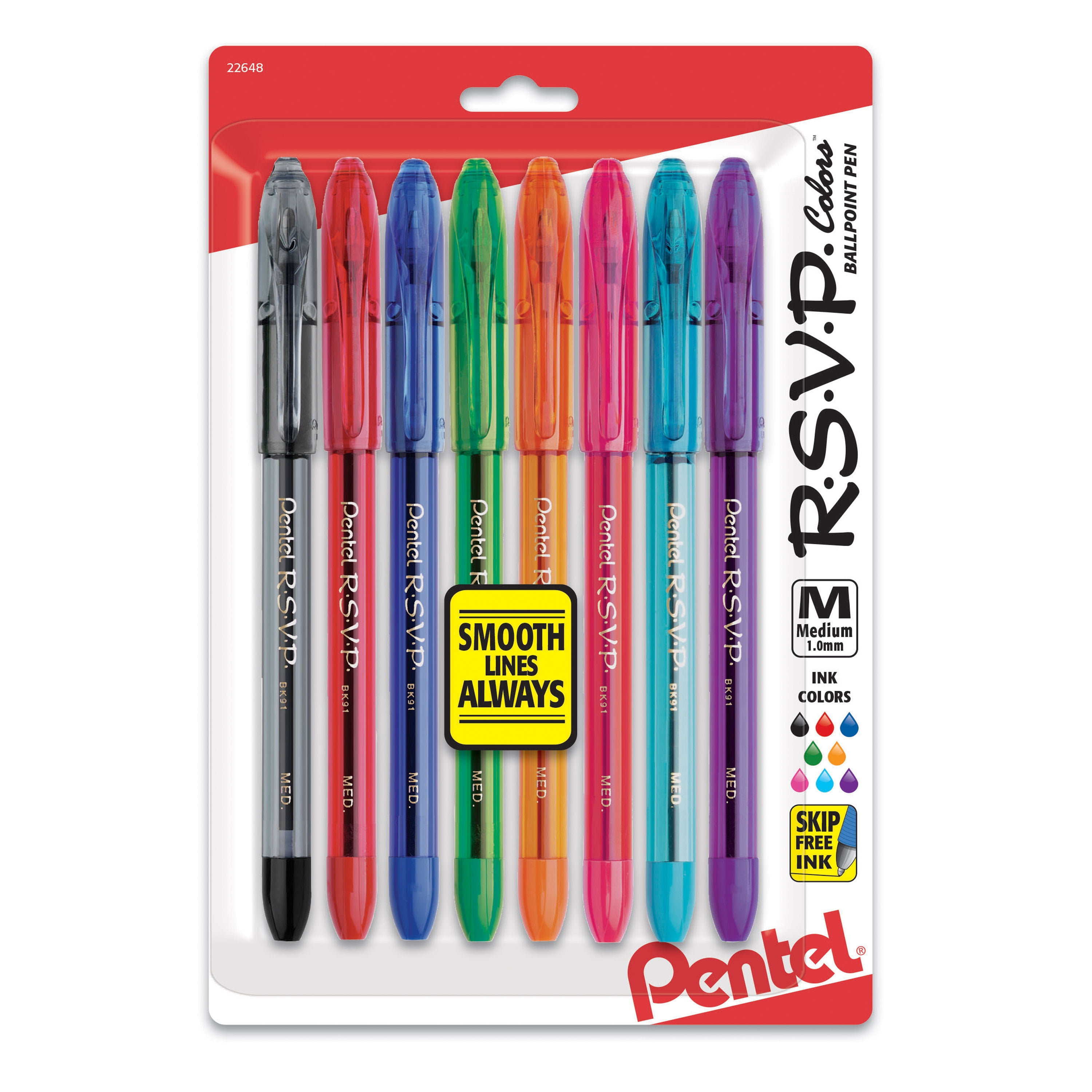 Pentel RSVP Colored Ballpoint Pen, Fine Point, 1.0mm Medium