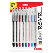 Pentel RSVP Original Ballpoint Pen, (0.7mm) Fine Line, Assorted Ink Colors, Clear Barrel, 8 Pack with Bonus Black Ink Pen