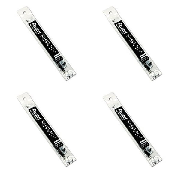 Pentel Refill Ink for BK91 Pentel R.S.V.P. Ballpoint Pen, Medium Line, Black Ink, 2-Pack (BKL10-A), 4 Packs
