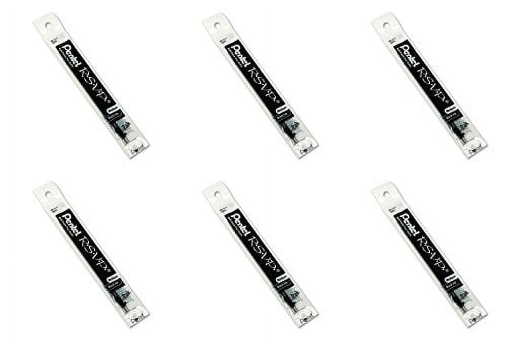 Pentel R.S.V.P. Stick Ballpoint Pens – Pack Of 10, Medium 1mm Black Ink, Comfort Grip, Clear/Black Barrel