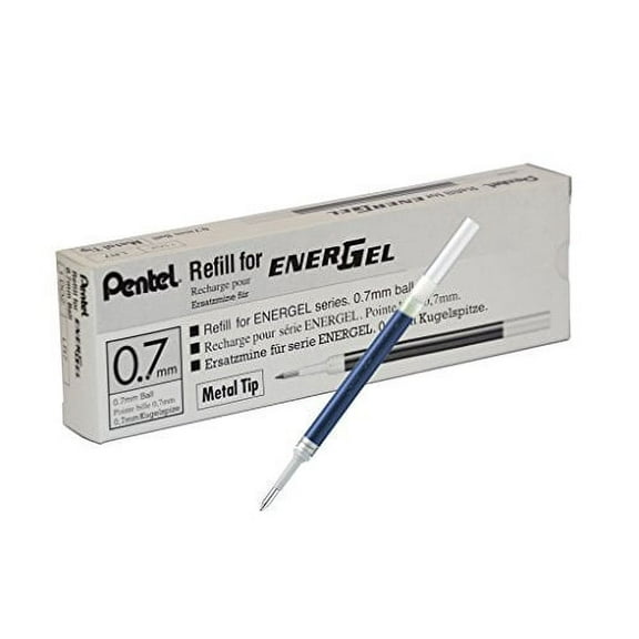 Pentel Refill Ink for EnerGel RTX Retractable Liquid Gel Pen, 12 Pack, 0.7mm, Medium Line, Navy Blue (LR7-CA)