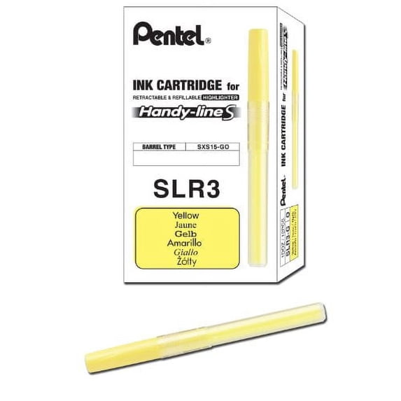 Pentel Refill for Handy-Line S Highlighter, Yellow Ink, Box of 12 (SLR3-G)