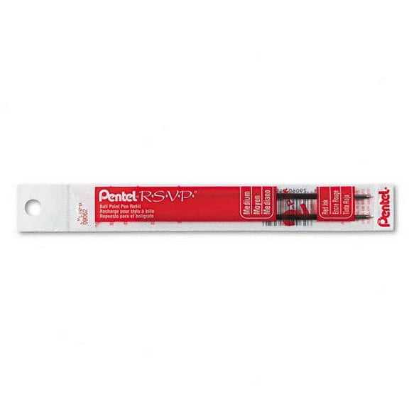 Pentel : Refill for R.S.V.P. Ballpoint, Razzle-Dazzle, Moonz, Cubix, Med, Red Ink, 2 pk -:- Sold as 2 Packs of - 2 - / - Total of 4 Each