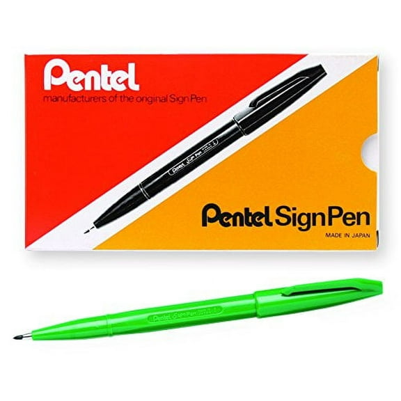 Pentel (S520-D) Sign Pen, Fine Pt Green, Dozen