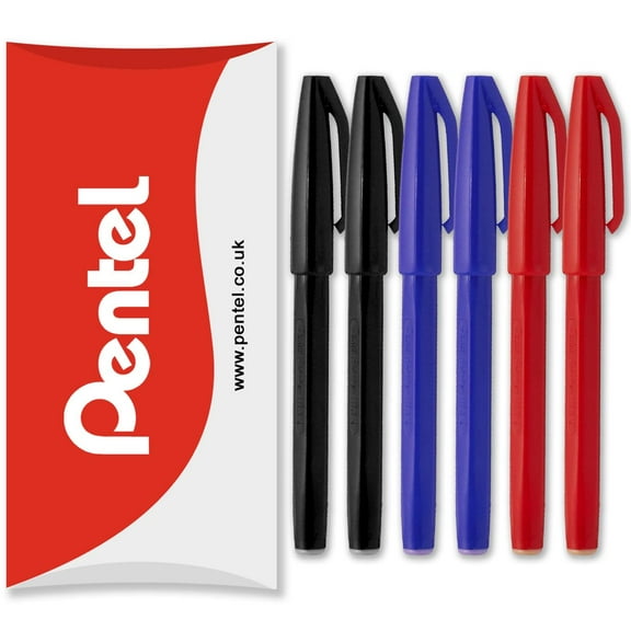 Pentel S520 Original Sign Pen Fibre Tip Marker Fineliner Pens - 2mm Nib - Essentials Pack of 6 in Pillow Packaging