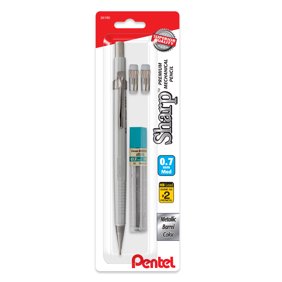 Pentel Sharp Metallic Mechanical Pencil, .7mm point with Lead and Erasers