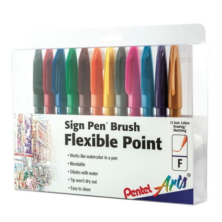 Pentel Sign Pen Brush Tip Set, 12-Colors price history and forecast - Pentel SES15CPC12