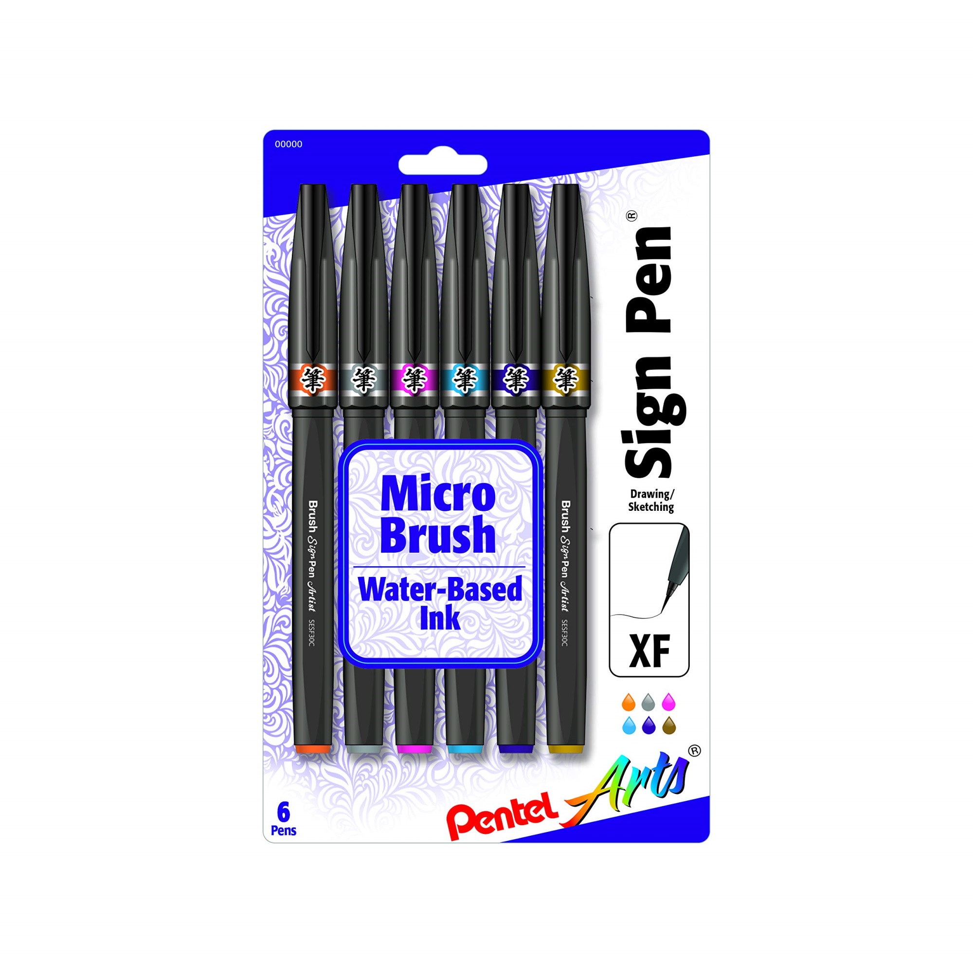 Pentel Sign Pen Micro Brush 12er Set - Feine Pinselstifte Für Lettering, Skizzen & Kreativprojekte