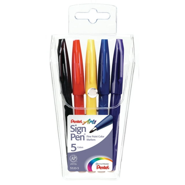 Pentel Sign Pen Set, 5-Colors - Walmart.com