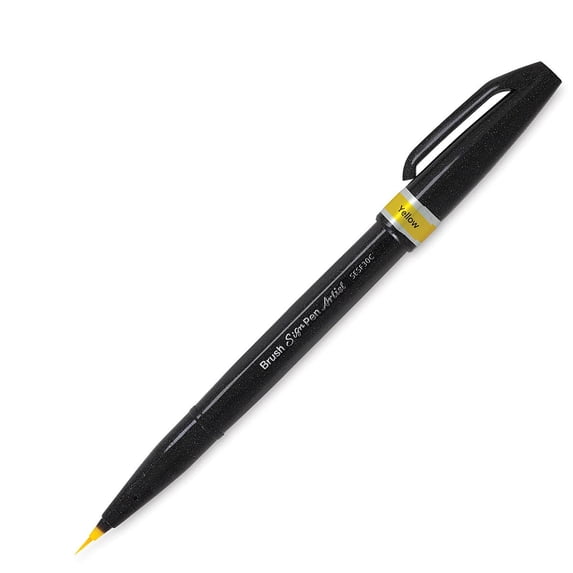 Pentel Arts Micro Brush Tip Sign Pen - Yellow