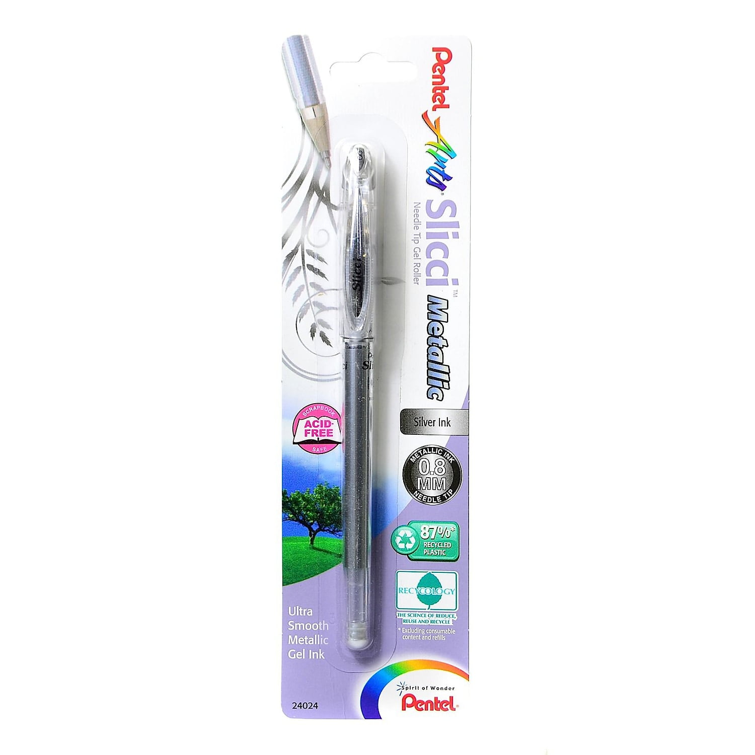Pentel Slicci Extra Fine Metallic Gel Pens metallic silver each [Pack of 6] 99028-PK6