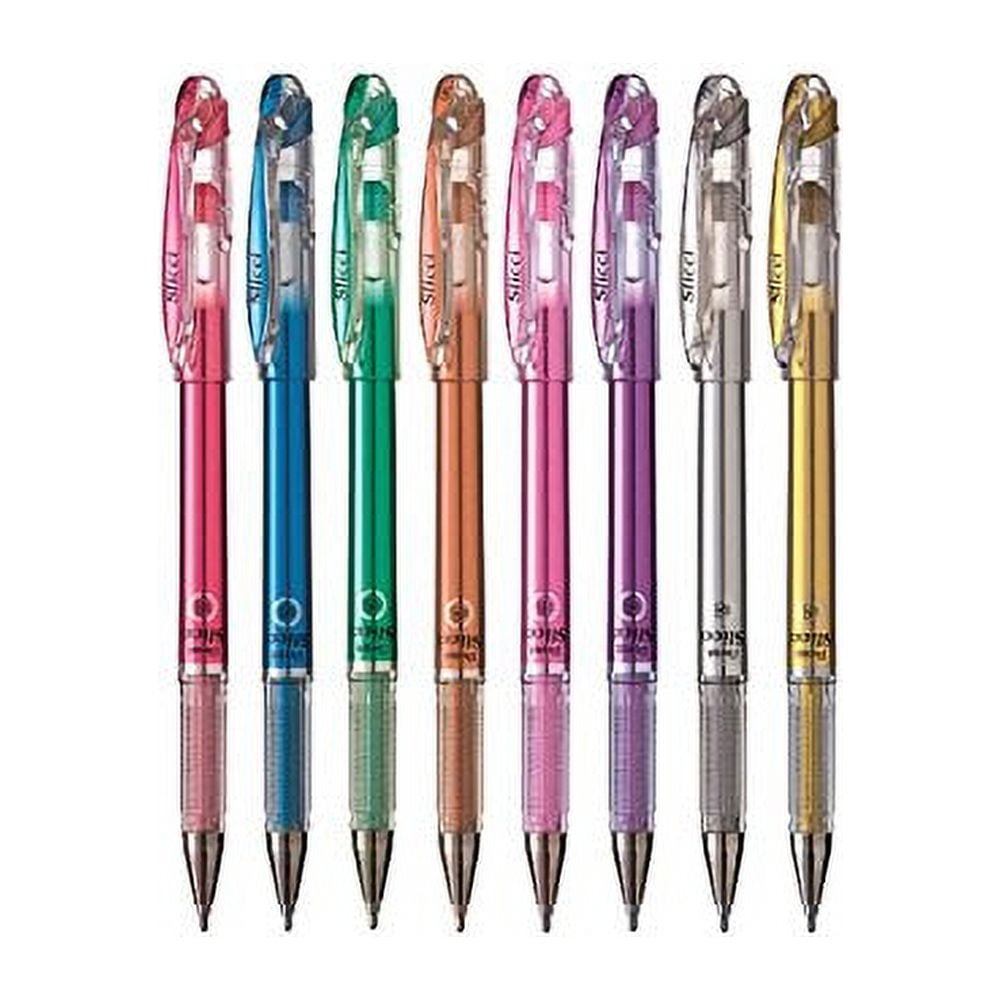 Pentel Slicci Metallic BG208M 0.8mm Assorted Colors Gel Pens (Pack of 8)