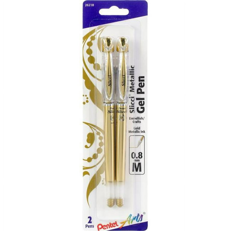 Pentel Slicci Metallic Gel Pens .8mm 2/Pkg-Gold Ink