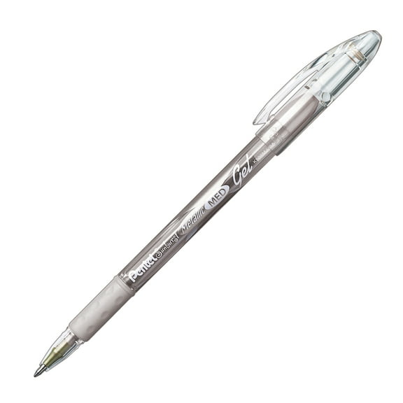 Pentel Sunburst Metallic Gel Pen, Medium Line, Permanent Silver Ink