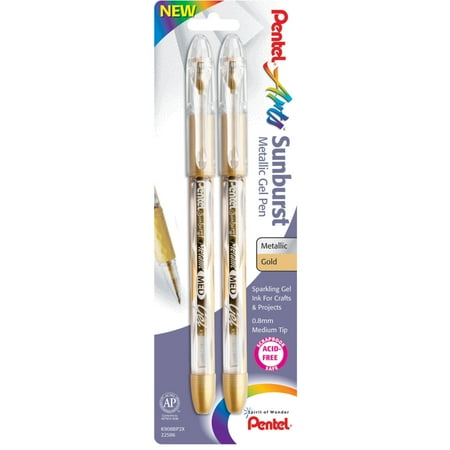 Pentel Sunburst Metallic Gel Pens, 2/Pkg., Gold