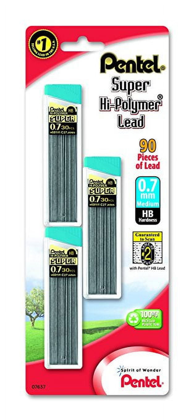 Pentel Super Hi-Polymer Leads - 0.7 mmMedium Point - HB - Black - 144 / Box Pentel Super Hi-Polymer Leads - 0.7 mmMedium Point - HB - Black - 144 / Box