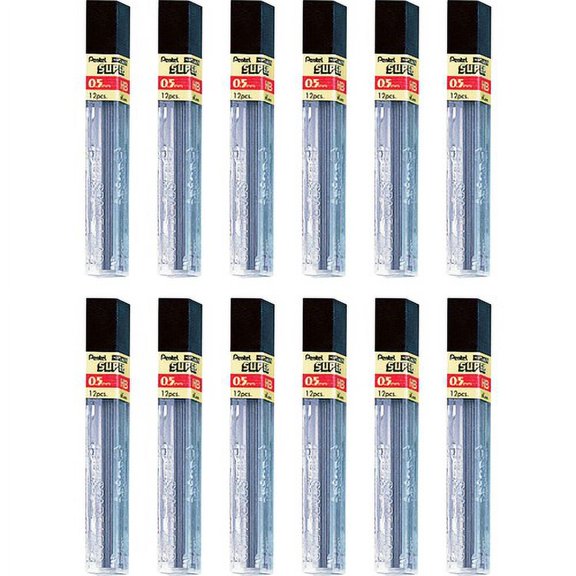 Pentel Super Hi-Polymer Leads - 0.5 mmFine Point - Black - 144 / Box | Bundle of 10 Boxes
